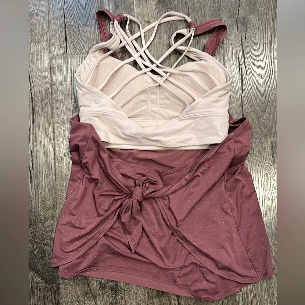 Lululemon Tied in Energy 2-in-1 Tank ~ Sz 8 Plumful / Pink Bliss Built In Bra - Picture 3 of 8